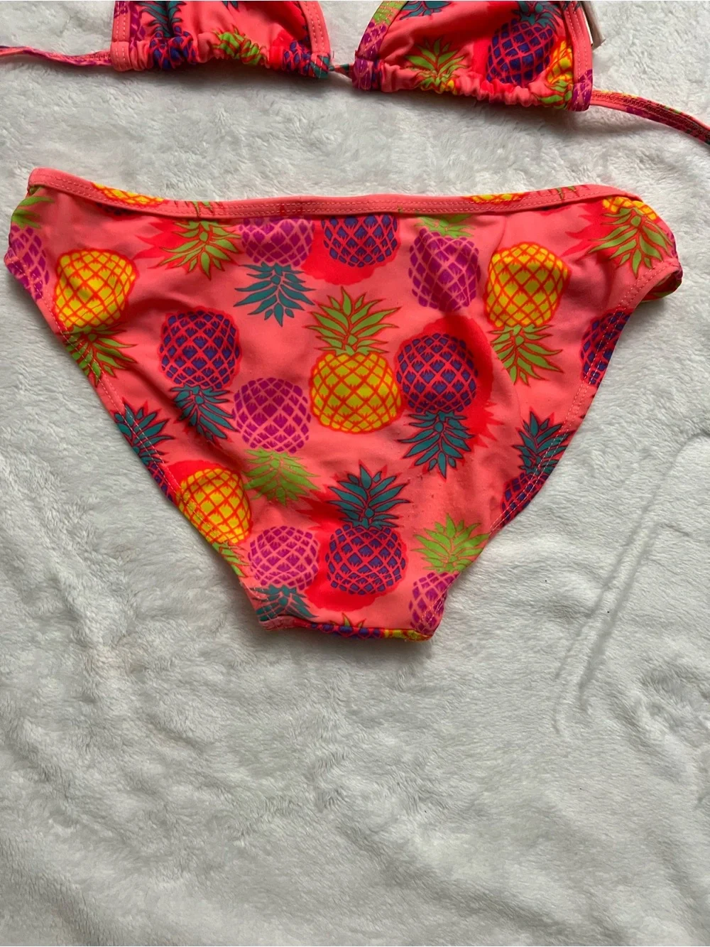 Neon Pink Pineapple Print Triangle Bikini